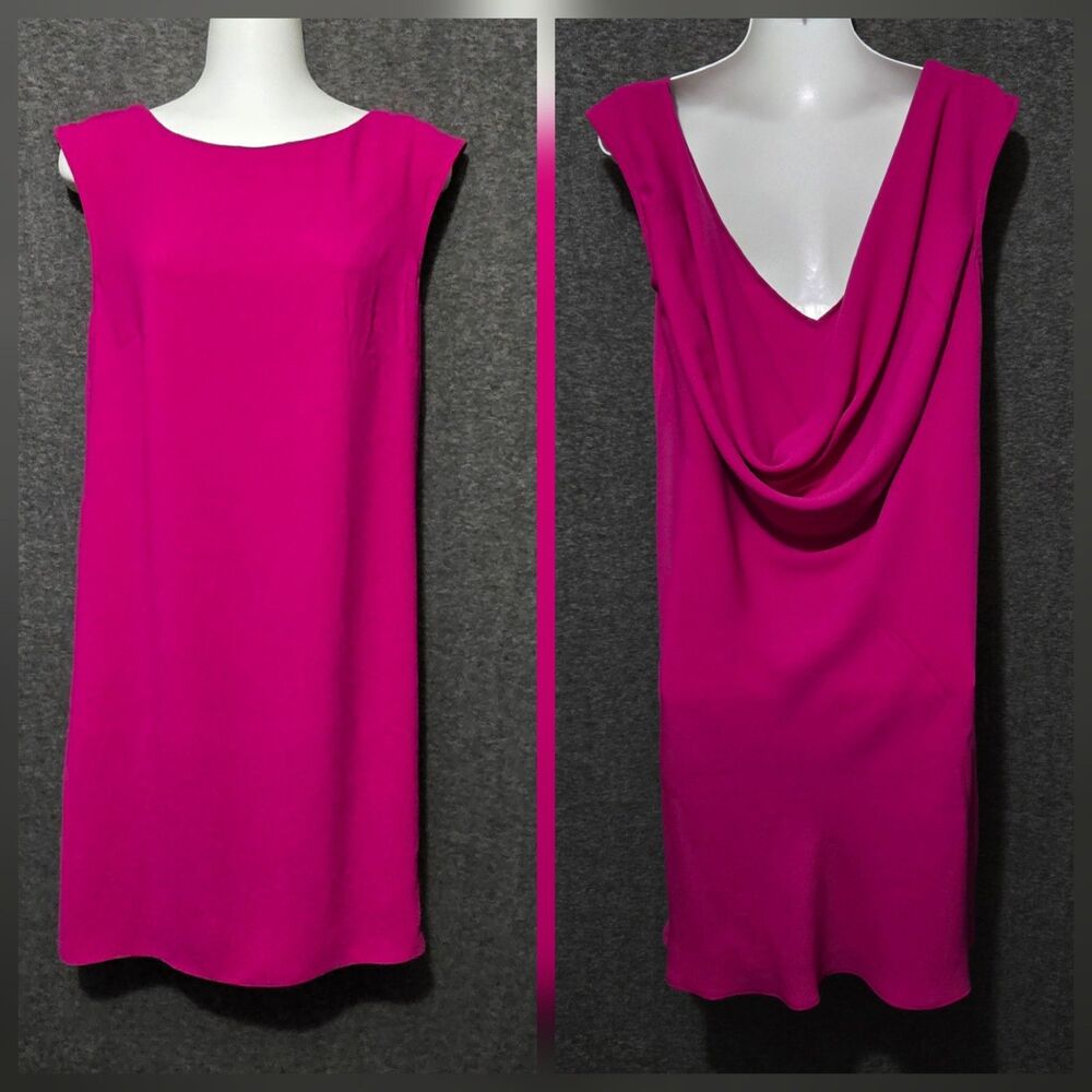 Trina Turk Dress Womens 6 Horizon Magenta Sheath Sleeveless Draped Deep V Back